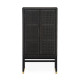 Charcoal Wood and Woven Rattan Tall Cabinet